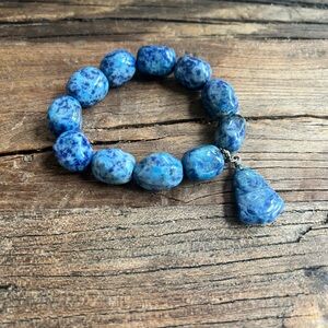 Blue Beaded Bracelet with Charm